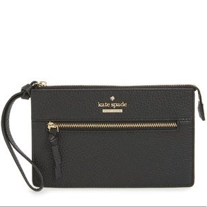 Black Pebbled Leather Kate Spade Wristlet